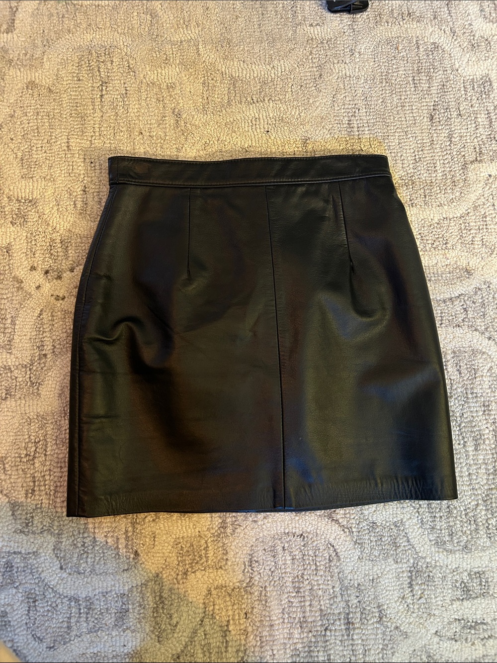 Classic Black Leather Mini Skirt